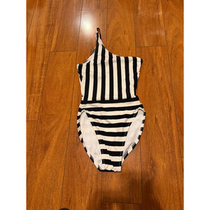 Women's Norma Kamali One Piece Swimsuit XS Black White Striped